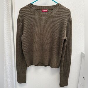 Staud green gold metallic sweater